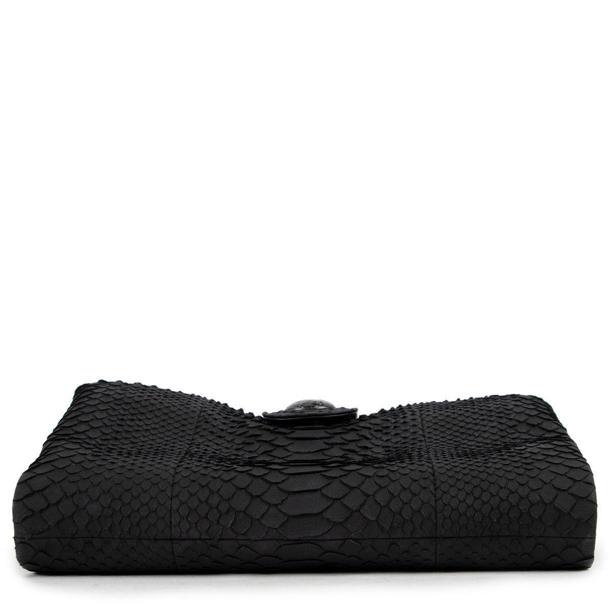Chanel Zwarte Python Multiflap Clutch Tas