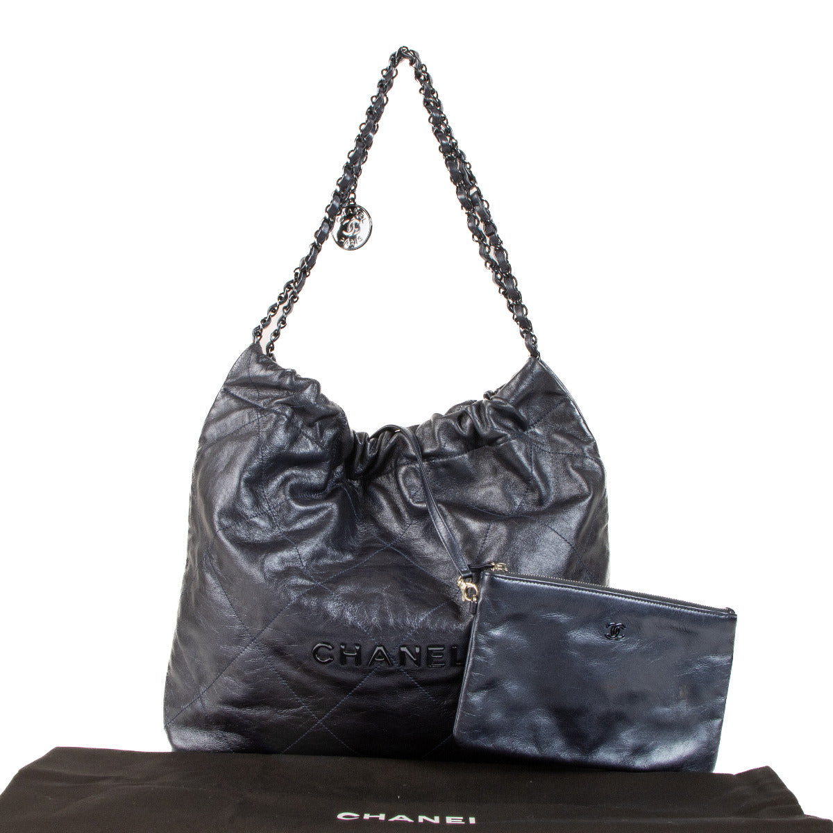 Chanel Metallic Blue 22 Shoulder Bag