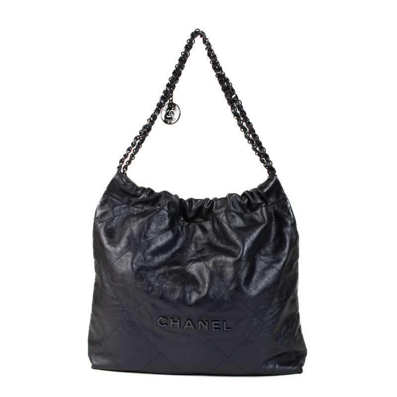 Chanel Metallic Blue 22 Shoulder Bag