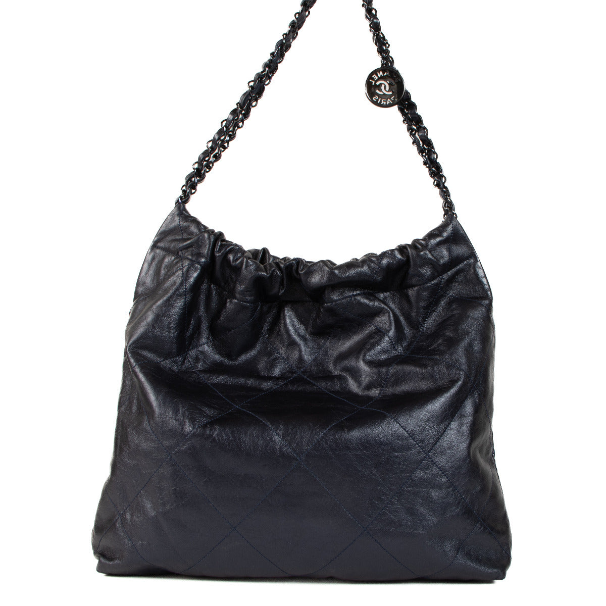 Chanel Metallic Blauwe 22 Schoudertas