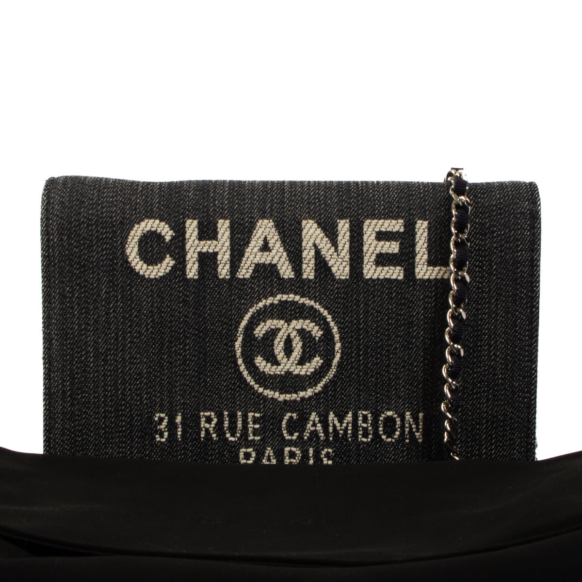 Chanel Blue Denim WOC Wallet on Chain Bag for the best price at Labellov secondhand luxury