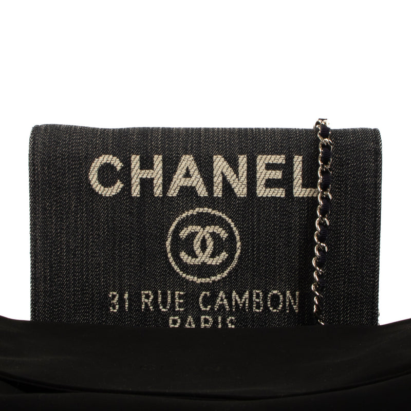 Chanel Blue Denim WOC Wallet on Chain Bag for the best price at Labellov secondhand luxury