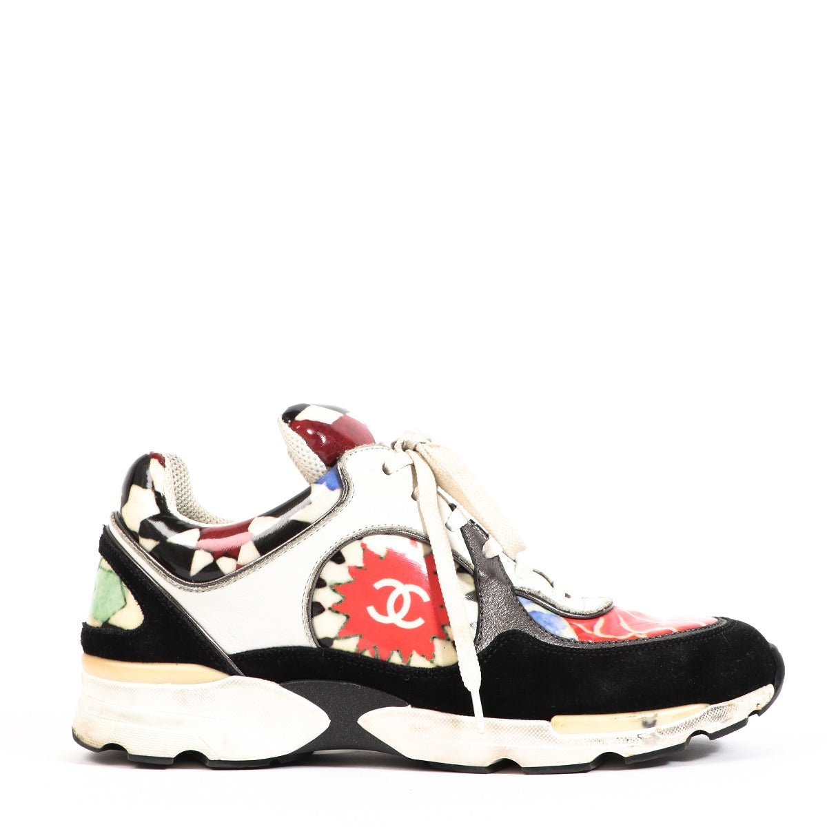 Chanel Multicolor Leather Graffiti Flower Sneakers