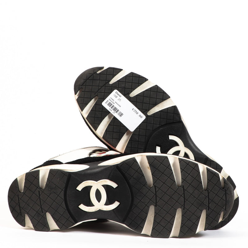 Chanel Multicolor Leather Graffiti Flower Sneakers - size 37