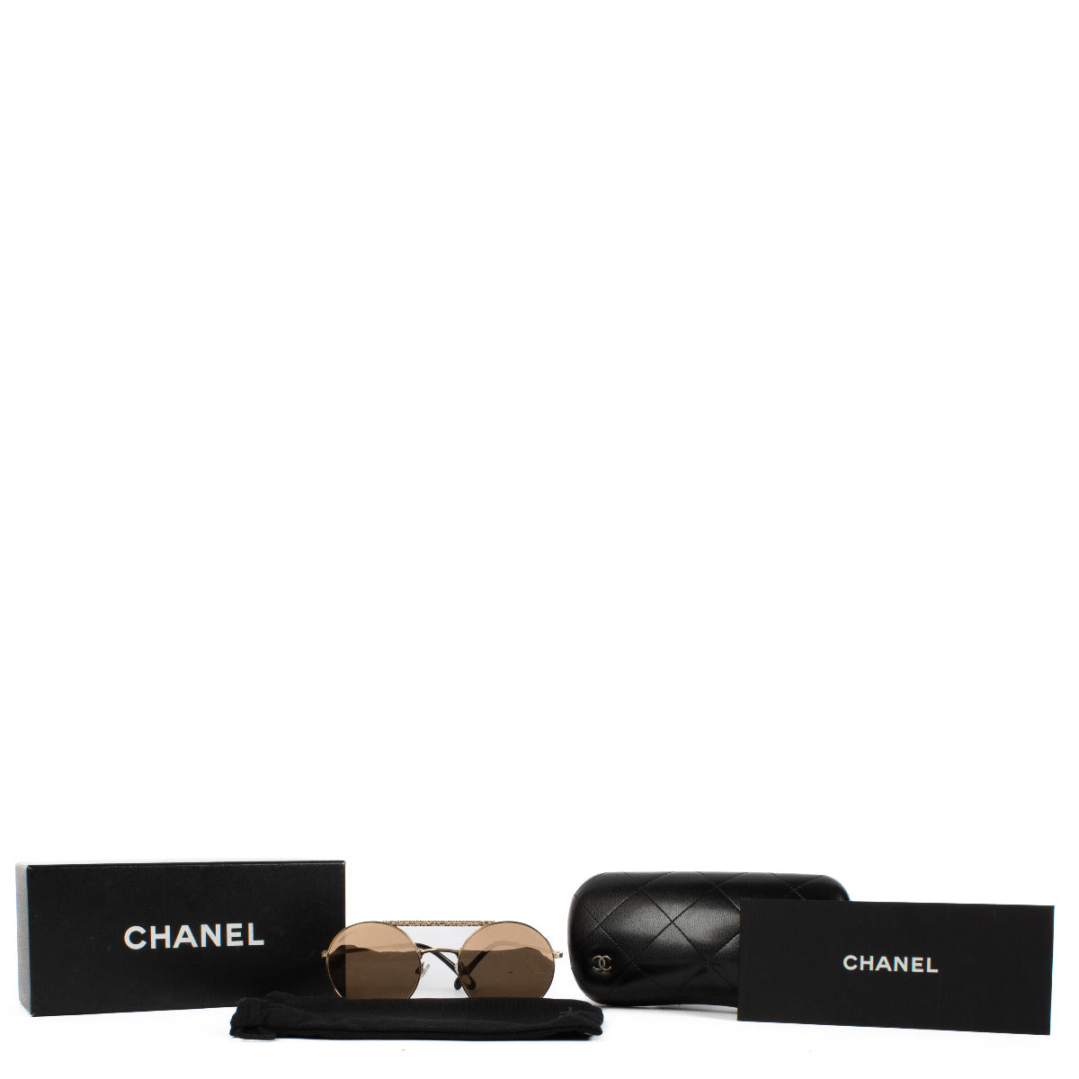 Chanel Gold Round Mirror Sunglasses