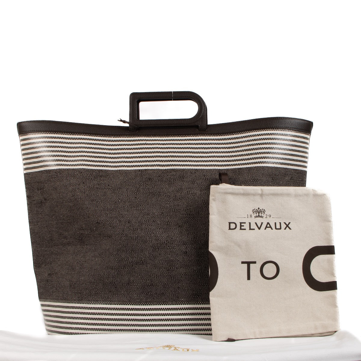 Shop 100% authentic second-hand Delvaux D To D XL Toile Sangle Taurillon Ebène Tote Bag on Labellov.com