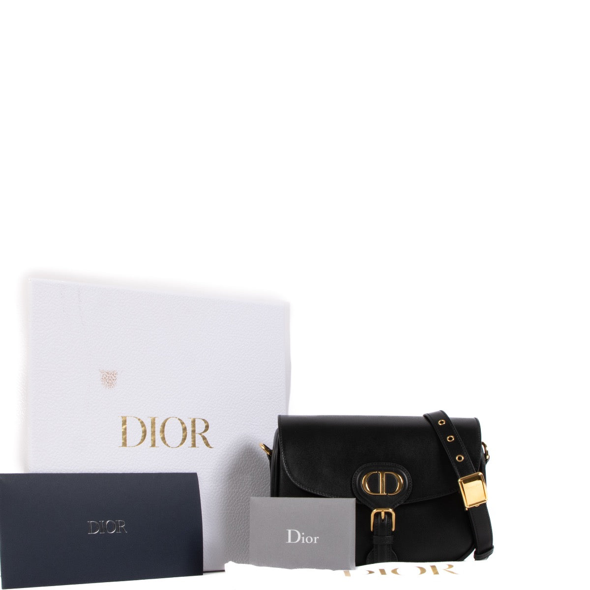 Shop 100% authentic second-hand Christian Dior Black Box Calf Bobby Medium Crossbody Bag on Labellov.com