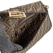 shop 100% authentic second hand Fendi Brown FF Logo Fabric Baguette Bag on Labellov.com