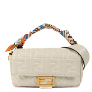 Fendi White Leather Baguette Shoulder Bag