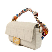 Fendi White Leather Baguette Shoulder Bag