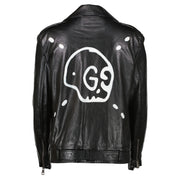 Gucci Black GG Skull Leather Biker Jacket