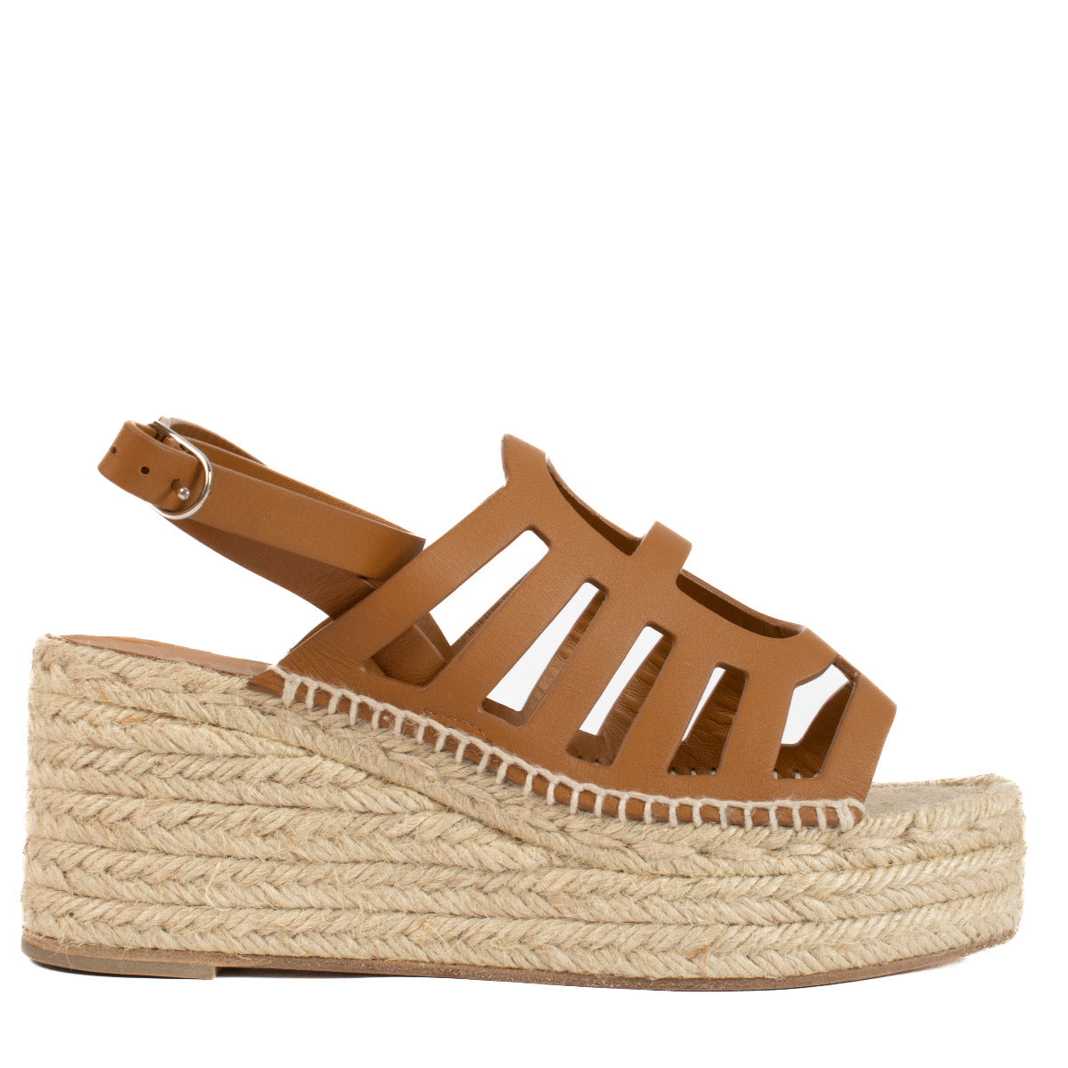 Hermès Sandales à talons compensés Catalya en veau gold - taille 36
