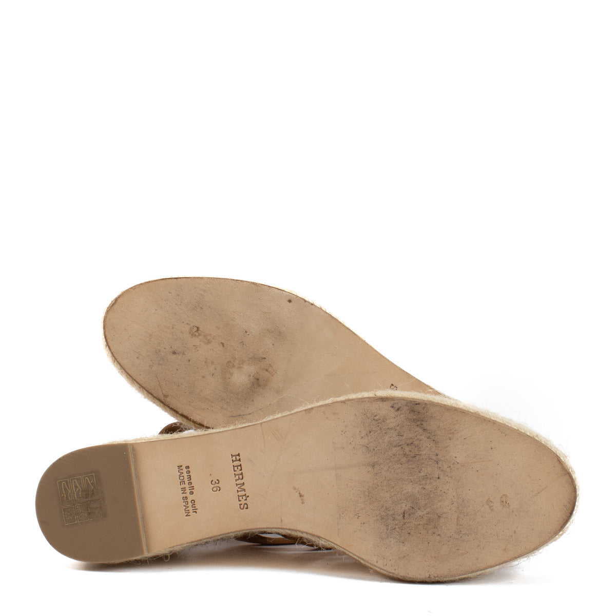 Hermès Sandales à talons compensés Catalya en veau gold - taille 36