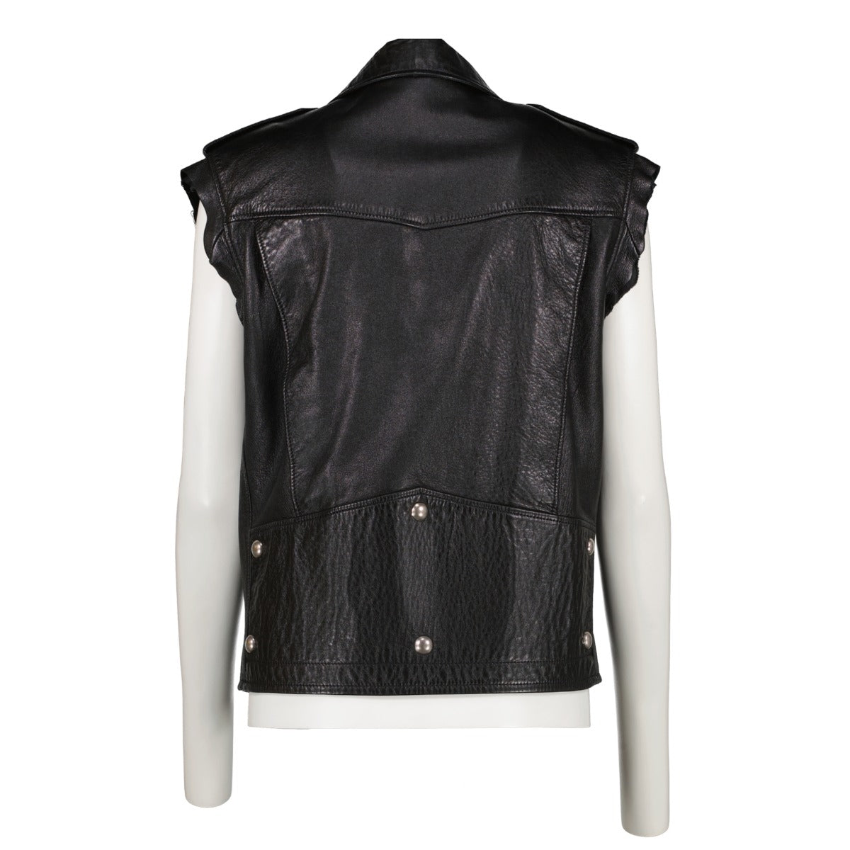 Saint Laurent Black Sleeveless Leather Jacket