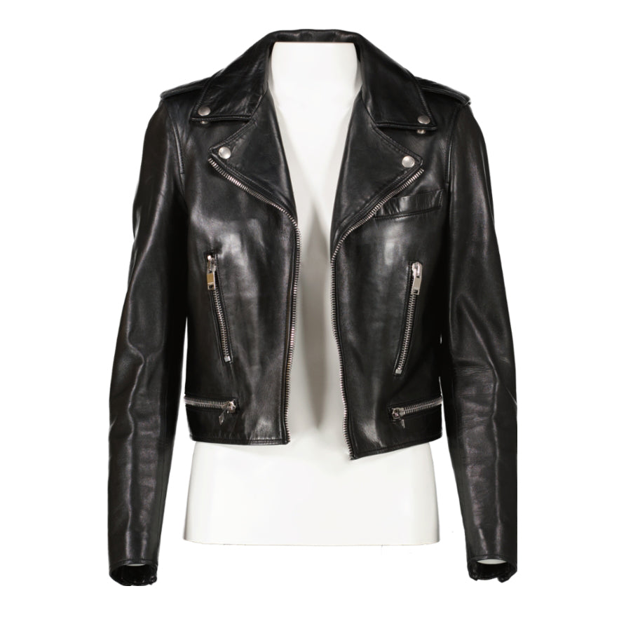 Saint Laurent Black Lambskin Biker Jacket
