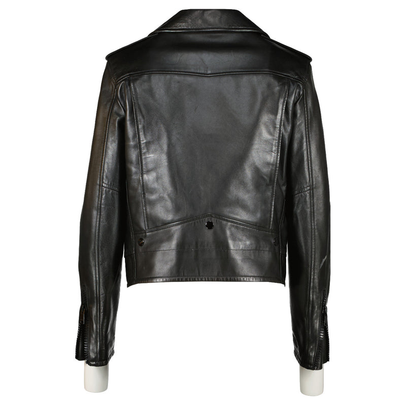 Saint Laurent Black Lambskin Biker Jacket - FR38