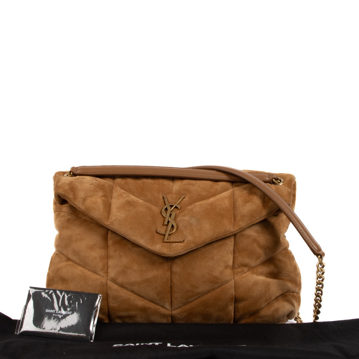 shop 100% authentic second hand Saint Laurent Camel Suede Medium Puffer Bag on Labellov.com