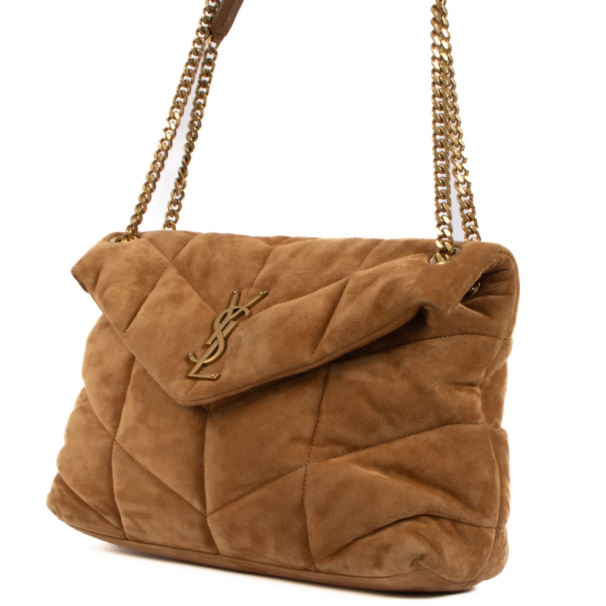 shop 100% authentic second hand Saint Laurent Camel Suede Medium Puffer Bag on Labellov.com