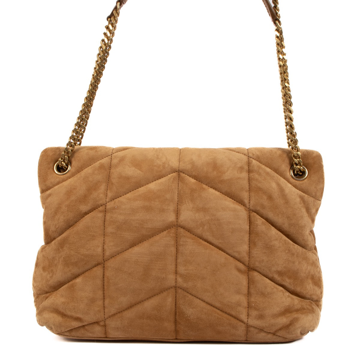shop 100% authentic second hand Saint Laurent Camel Suede Medium Puffer Bag on Labellov.com