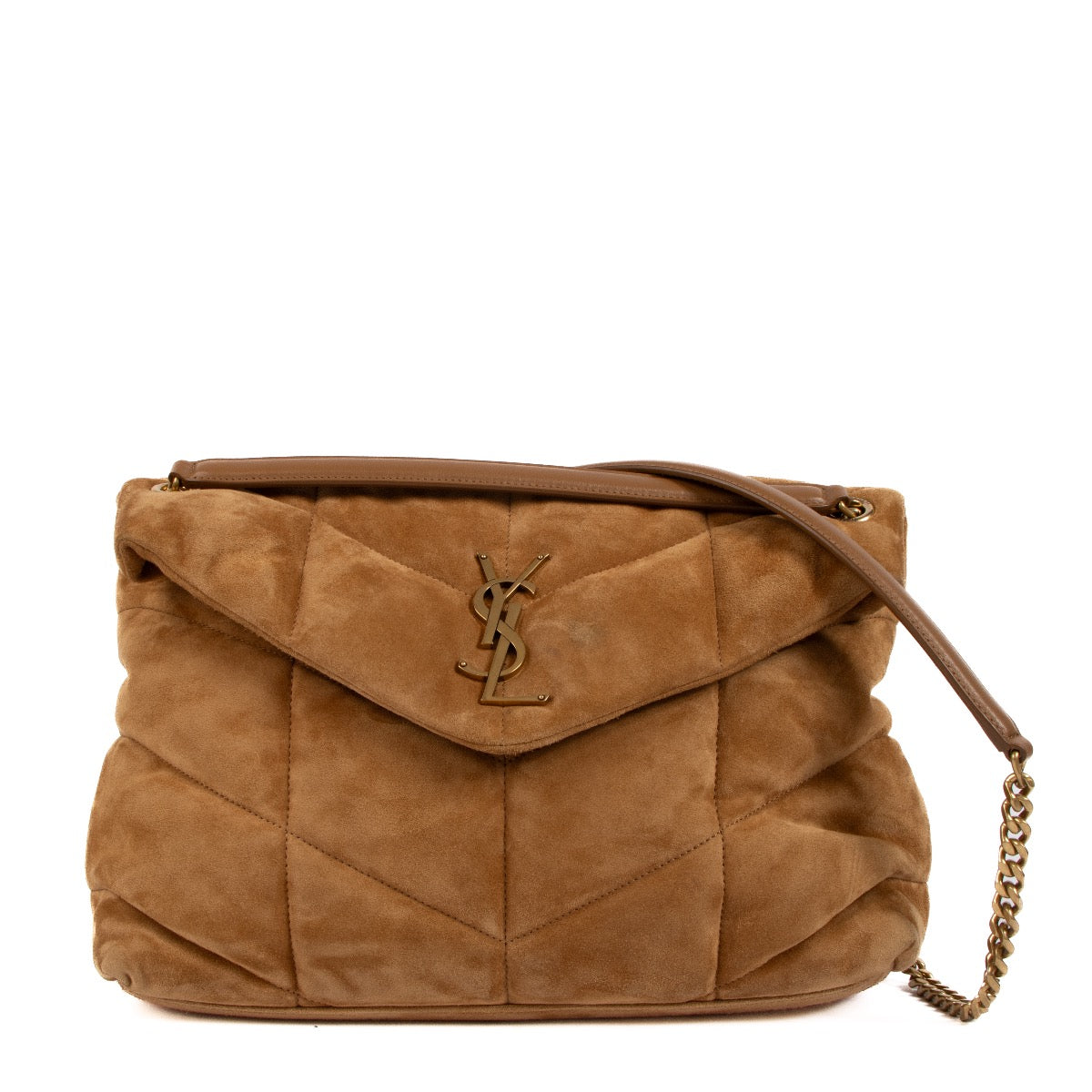 shop 100% authentic second hand Saint Laurent Camel Suede Medium Puffer Bag on Labellov.com
