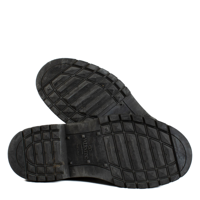 Valentino Garavani Black Logo Lace-Up Combat Boots - size 37