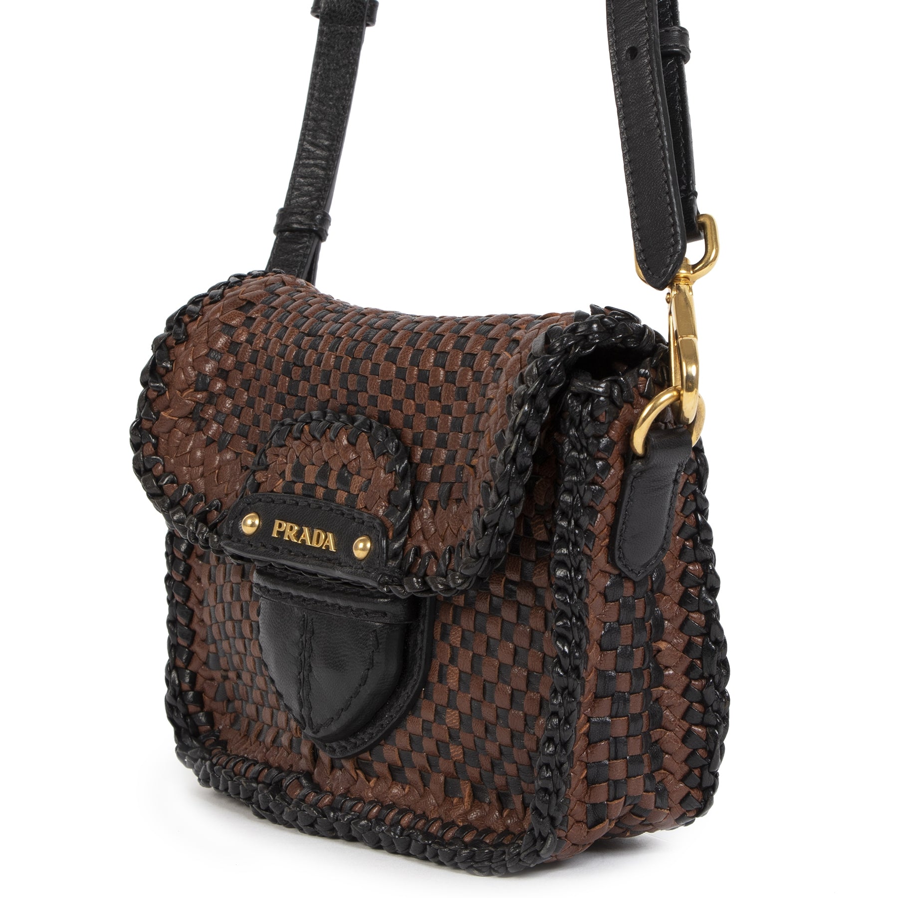 Madras ショルダー Prada Black Calfskin Madras Swing Chain Shoulder Bag – Rediscover