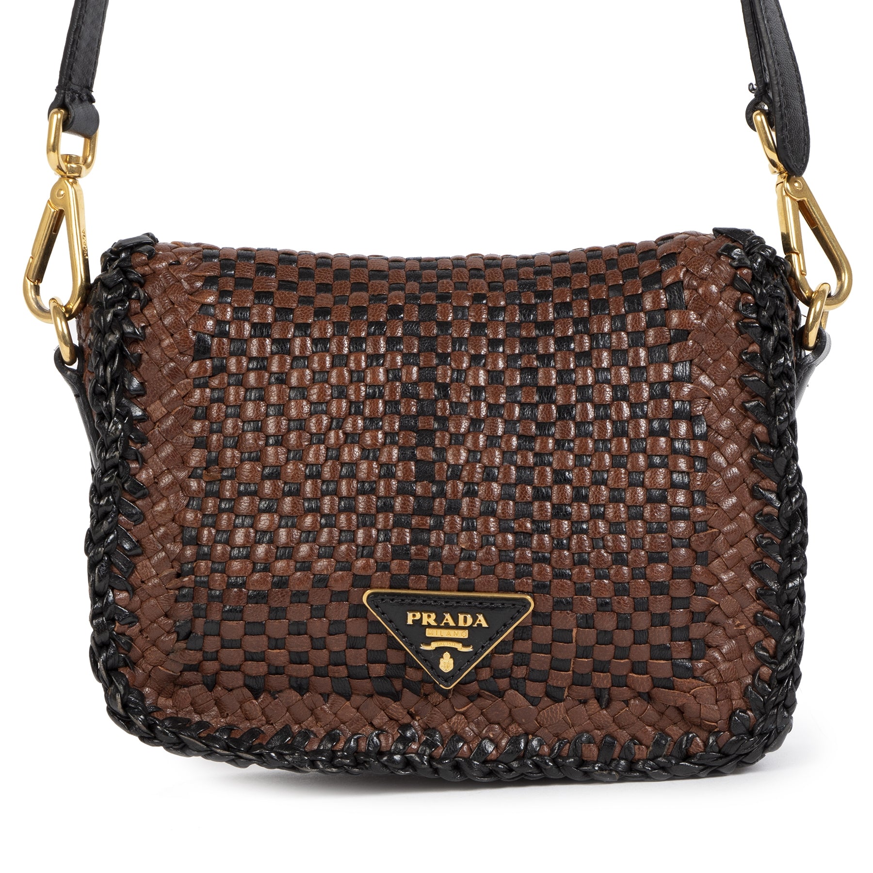 Madras ショルダー Prada Black Calfskin Madras Swing Chain Shoulder Bag – Rediscover