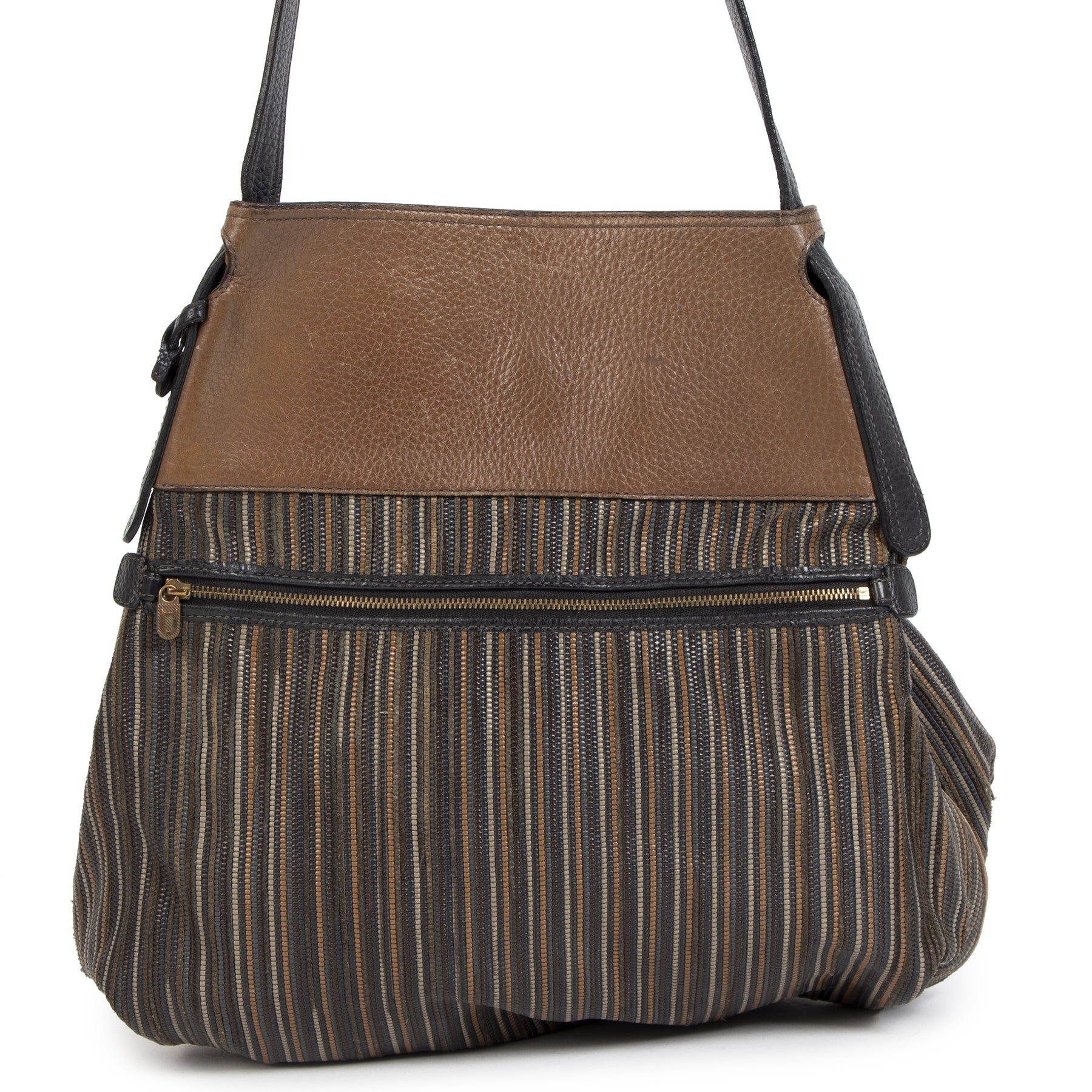 Authentic secondhand Delvaux Brown Toile De Cuir Faust Bag at the right price safe and secure online webshop LabelLOV luxury brand Antwerp Belgium