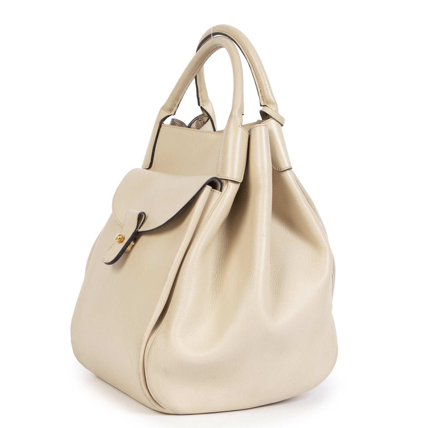 Tweedehands authentieke Delvaux Top Handle Beige aan de juiste prijs in alle veiligheid online webshop LabelLOV luxe leuke merken kopen Antwerpen België