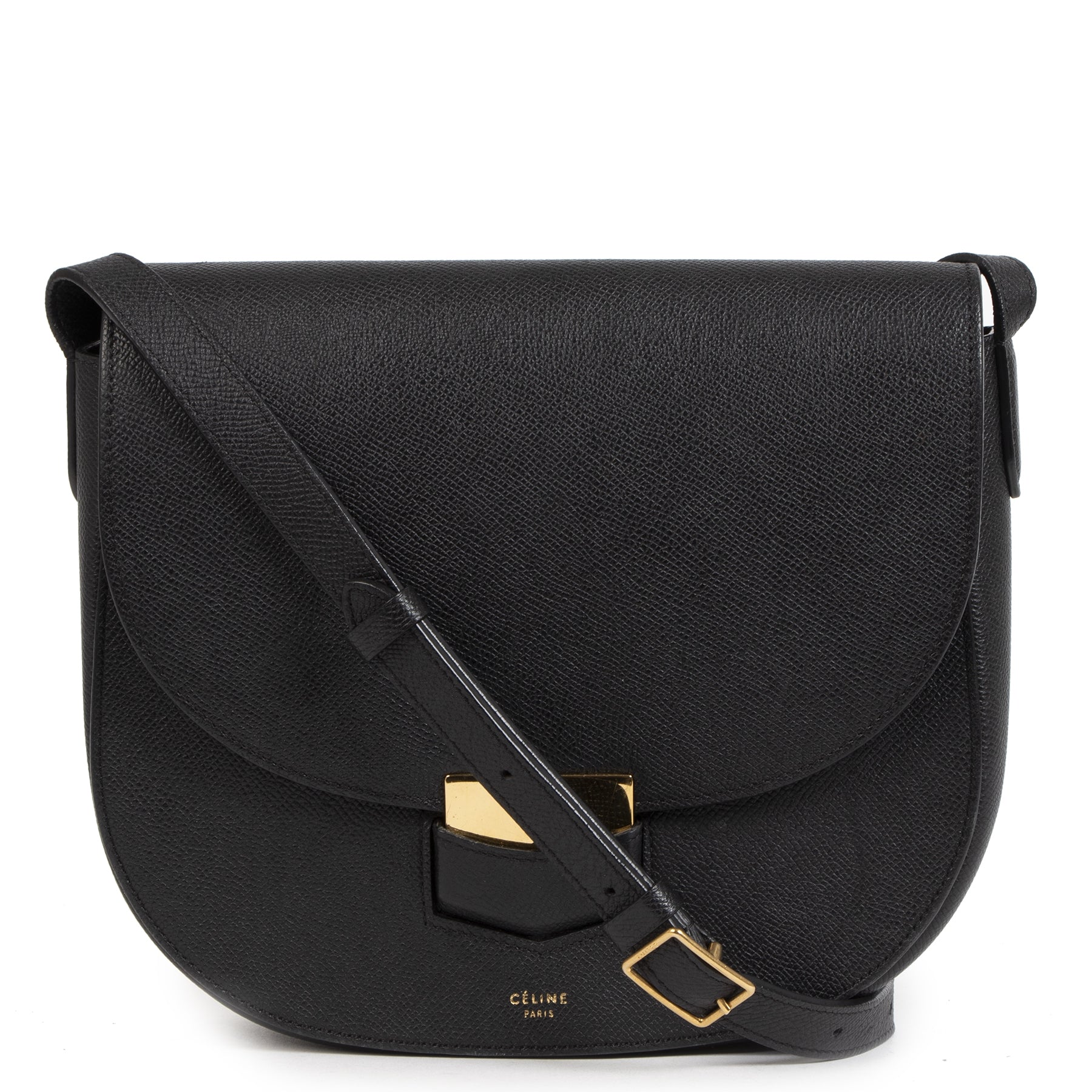 Authentieke tweedehands vintage Céline Trotteur Blue Medium Crossbody Bag koop online webshop LabelLOV