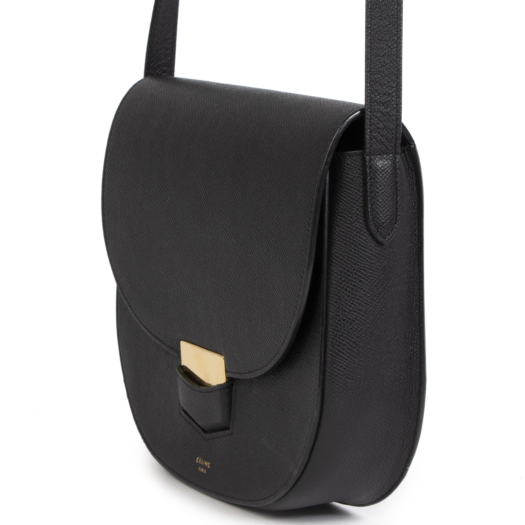 Authentieke tweedehands vintage Céline Trotteur Blue Medium Crossbody Bag koop online webshop LabelLOV