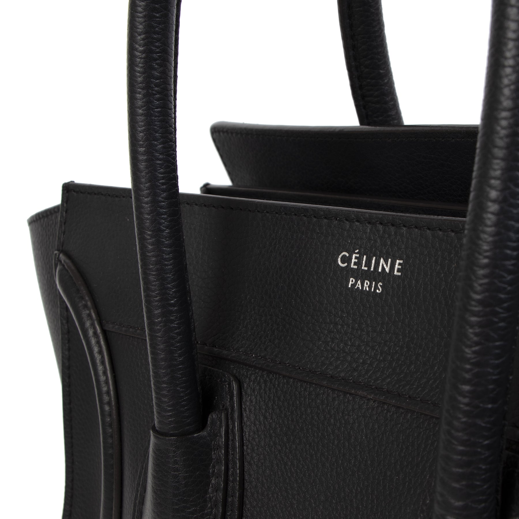 Céline Black Leather Mini Luggage Handbag