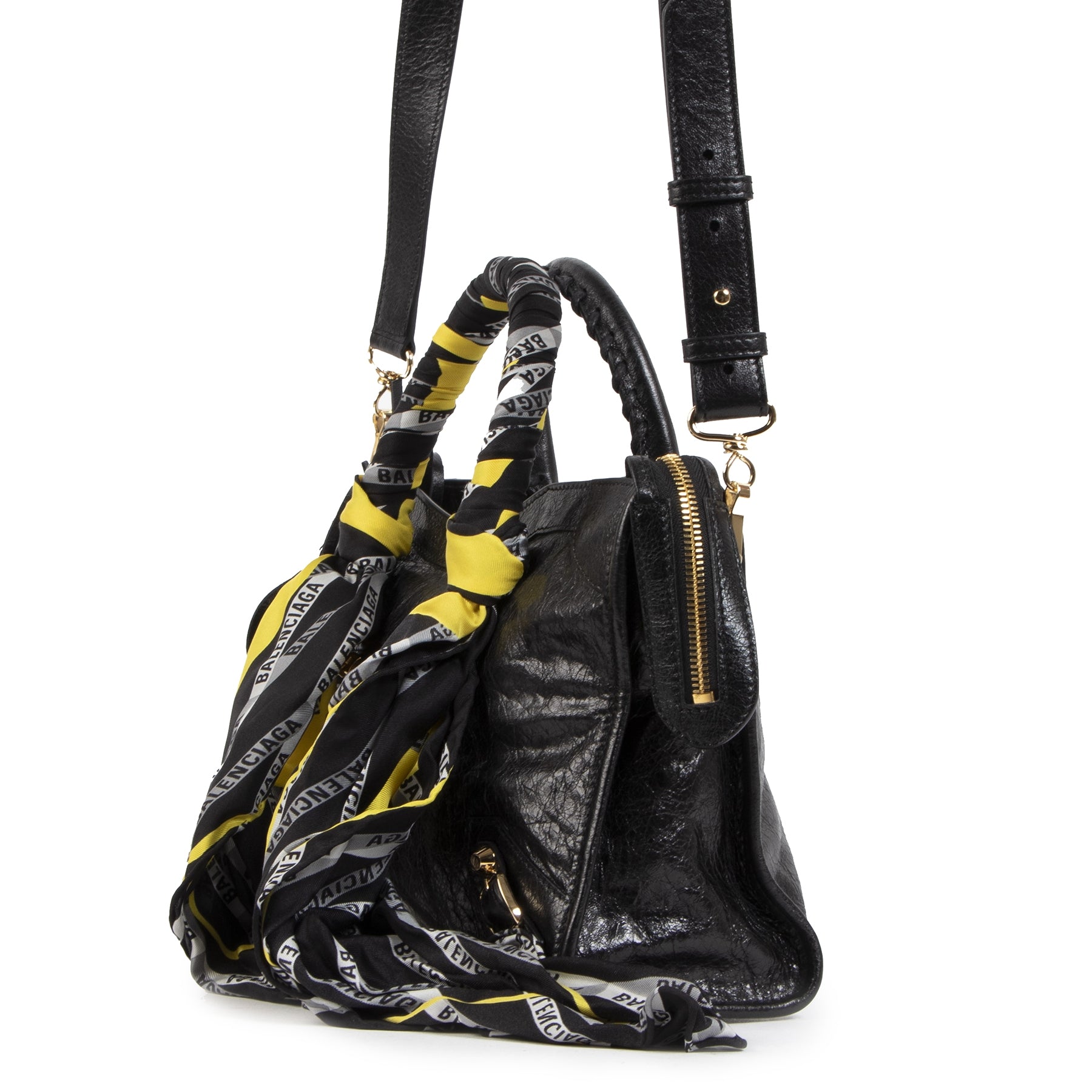 Balenciaga Black Classic Gold City S Scarf Bag aan de beste prijs bij Labellov