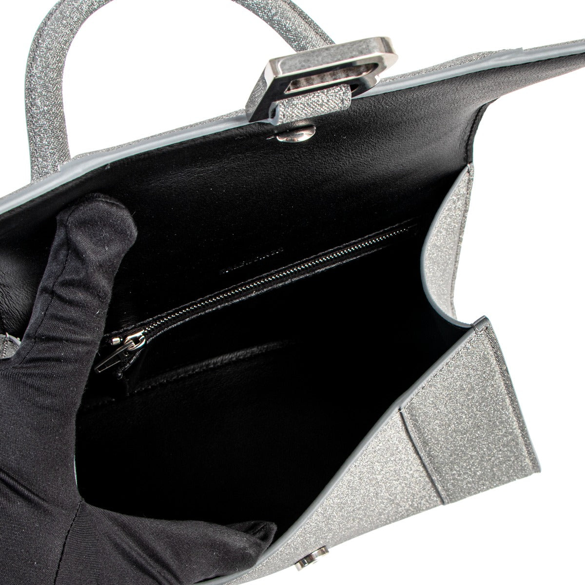 Balenciaga Hourglass XS Silver Glitter Bag