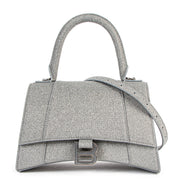 Exclusive and sold out collectors Balenciaga Hourglass Small Silver Glitter Bag for the best price at Labellov secondhand luxury