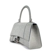 Exclusive and sold out collectors Balenciaga Hourglass Small Silver Glitter Bag for the best price at Labellov secondhand luxury