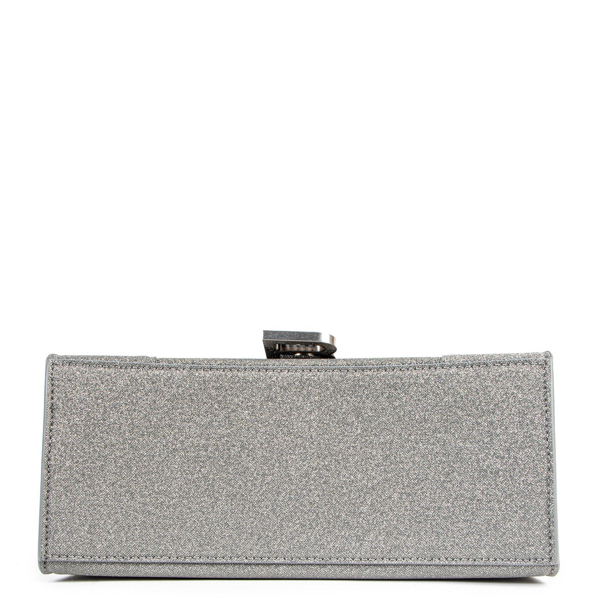 Sac Balenciaga Hourglass petit format en cuir pailleté argenté