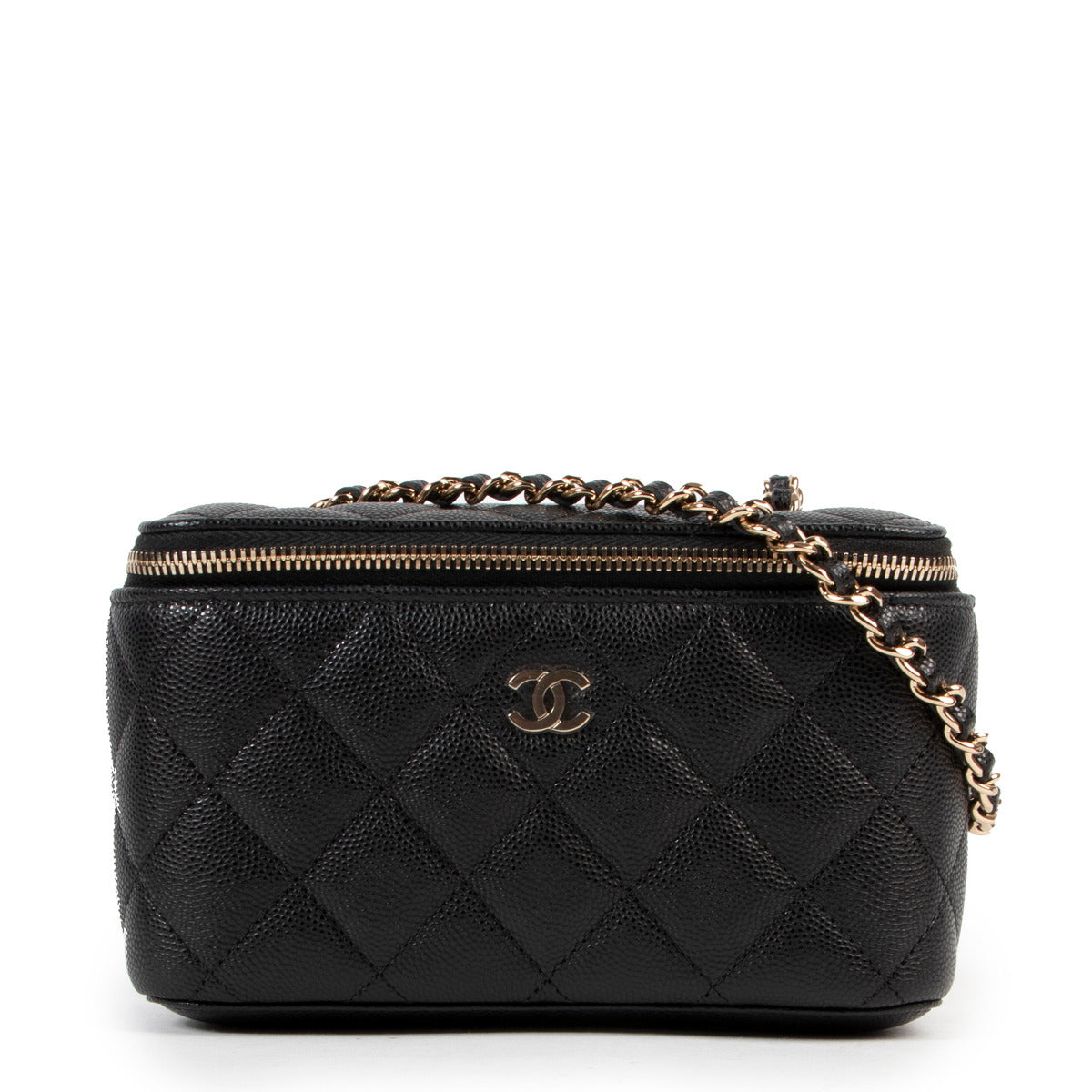 Chanel Black Caviar Leather Small Vanity Crossbody Bag