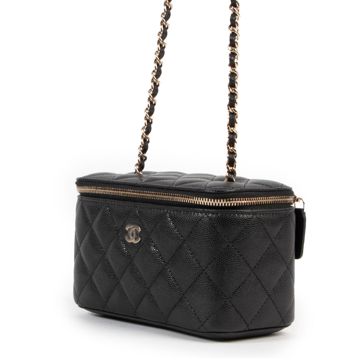 Chanel Black Caviar Leather Small Vanity Crossbody Bag