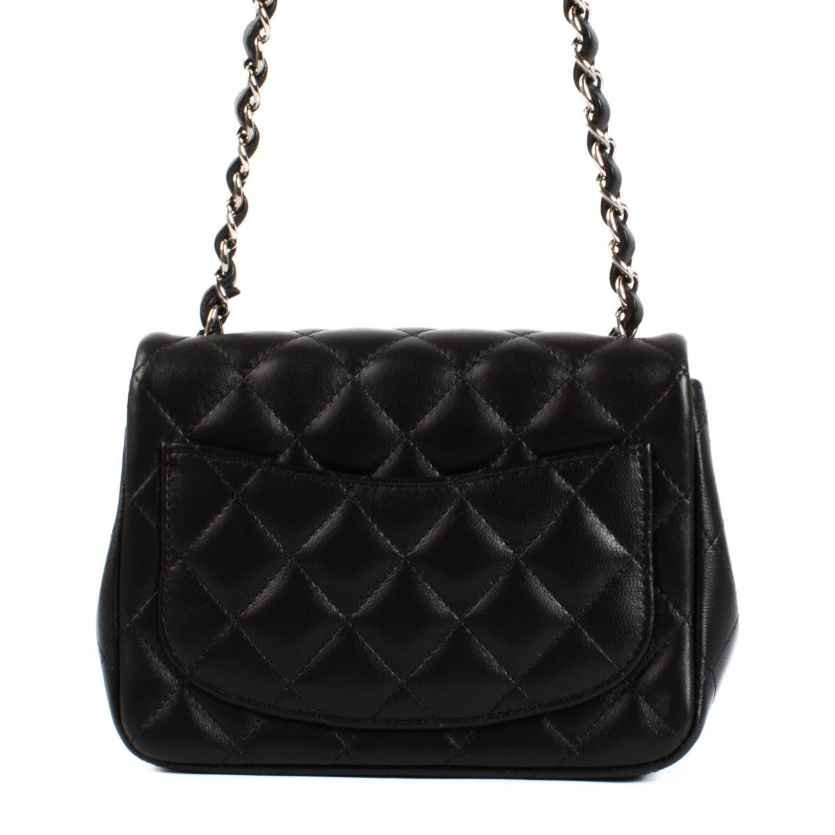 Shop safe online at Labellov in Antwerp and Knokke this 100% authentic second hand Chanel Black Quilted Mini Square Classic Flap Bag