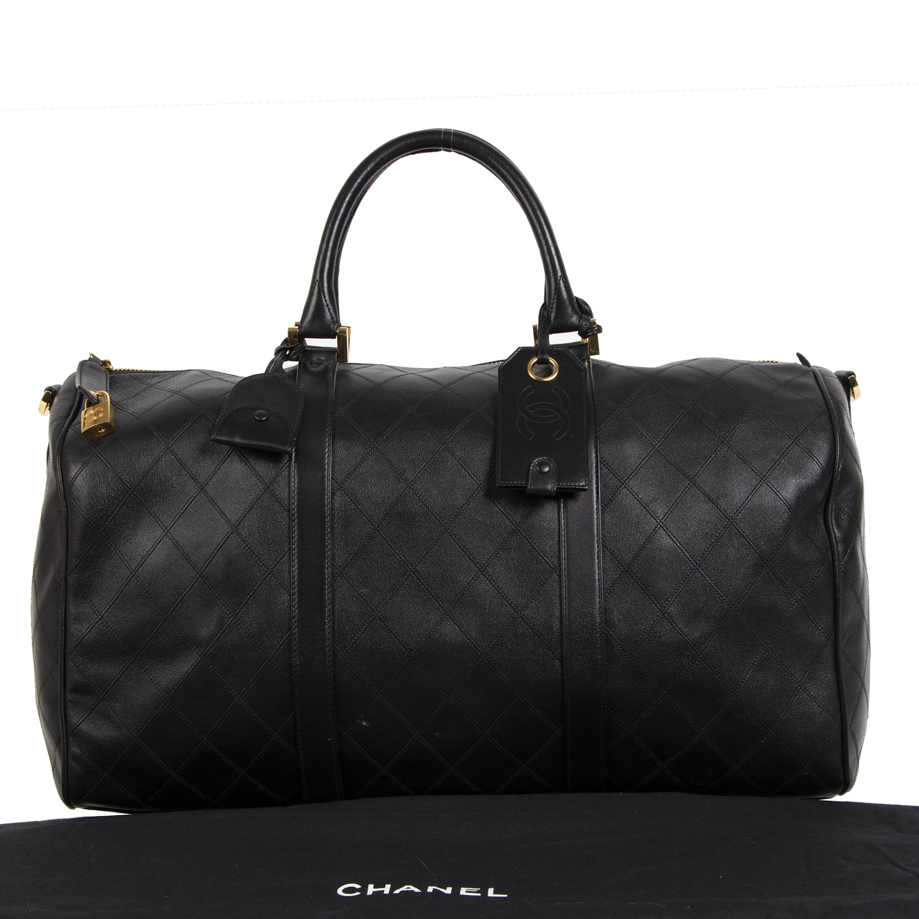 Authentic second-hand vintage Chanel Vintage Boston Travel Bag buy online webshop LabelLOV