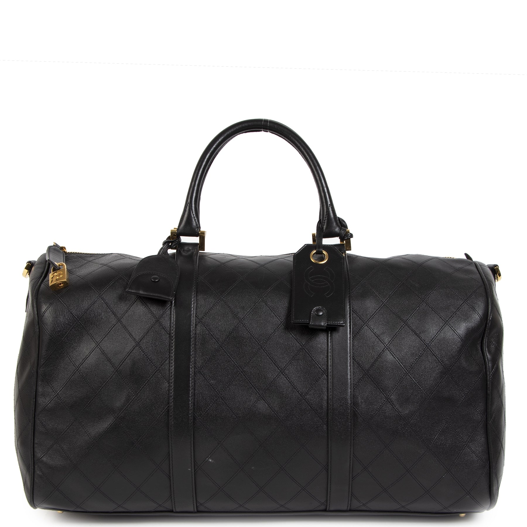 Authentic second-hand vintage Chanel Vintage Boston Travel Bag buy online webshop LabelLOV