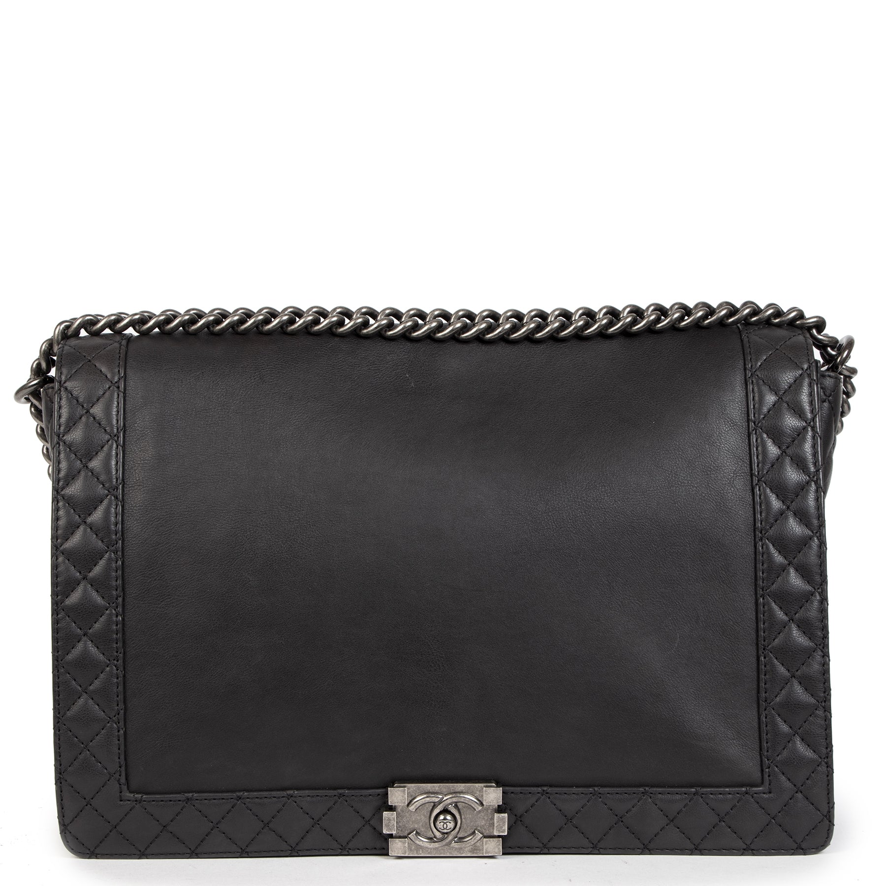 Authentieke Tweedehands Chanel XL Le Boy Reverso Bag juiste prijs veilig online shoppen luxe merken webshop winkelen Antwerpen België mode fashion