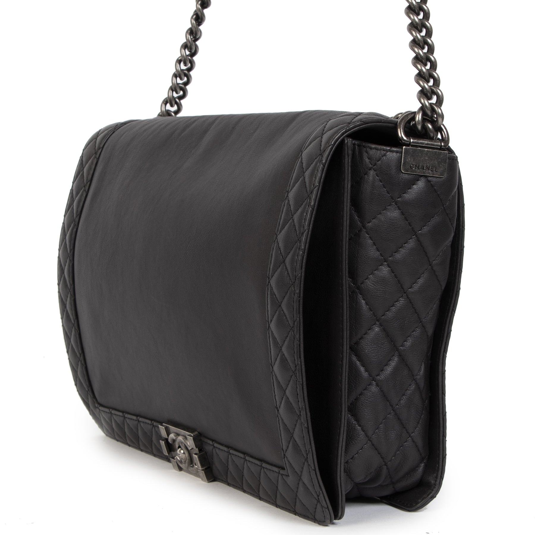 Authentic secondhand Chanel XL Le Boy Reverso Bag designer bags accessories shoes clothing luxury vintage webshop designer brands safe secure online shopping fashion fashionista worldwide shipping