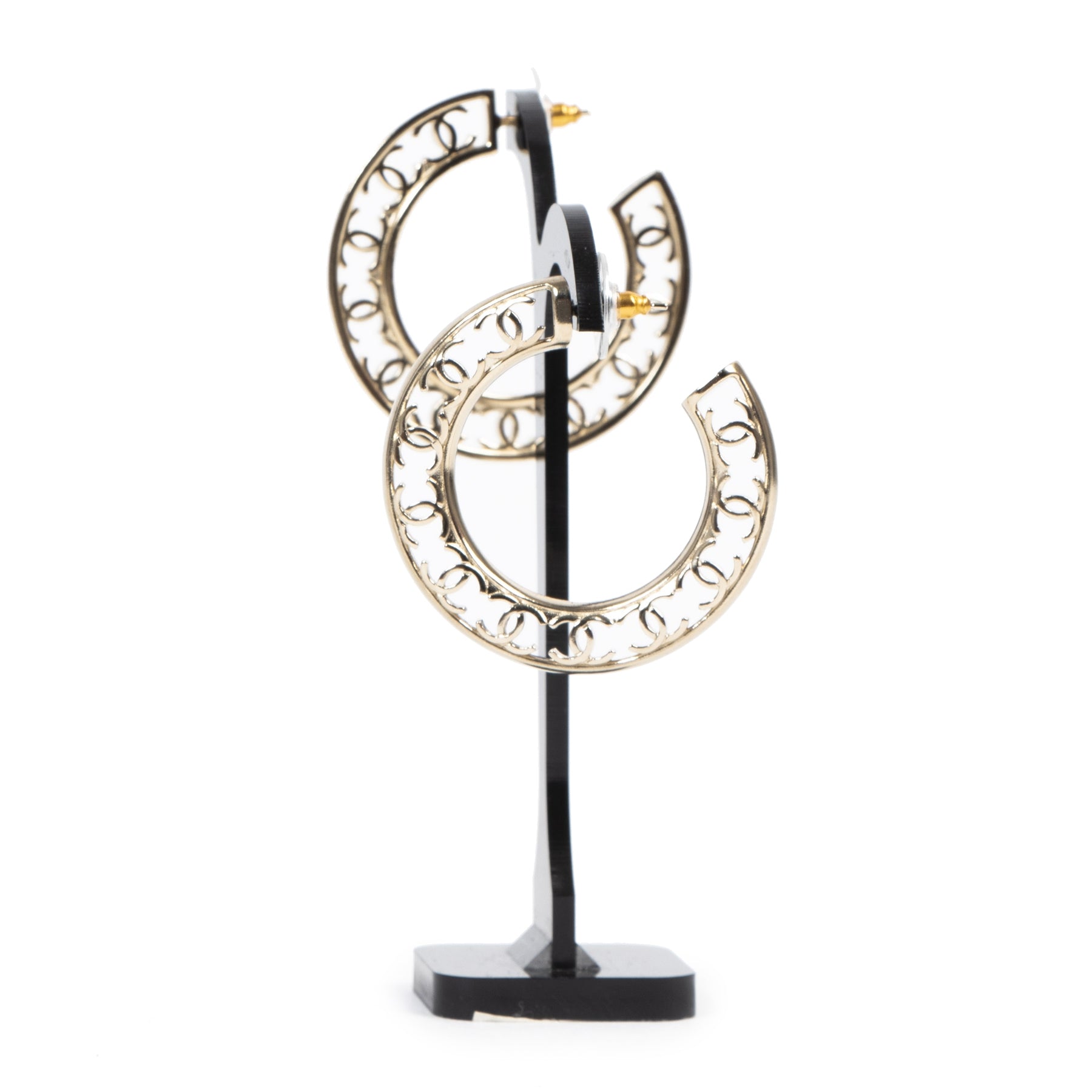 Chanel Half Hoop CC Logo Earrings