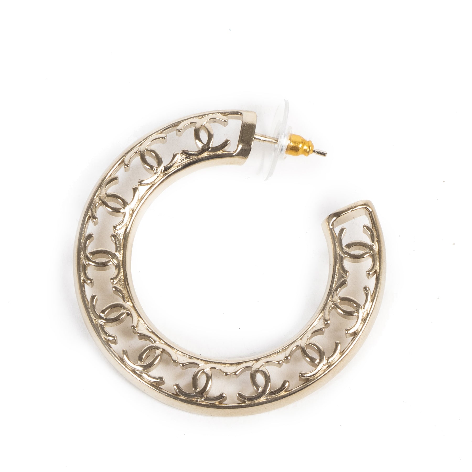 Chanel Half Hoop CC Logo Earrings