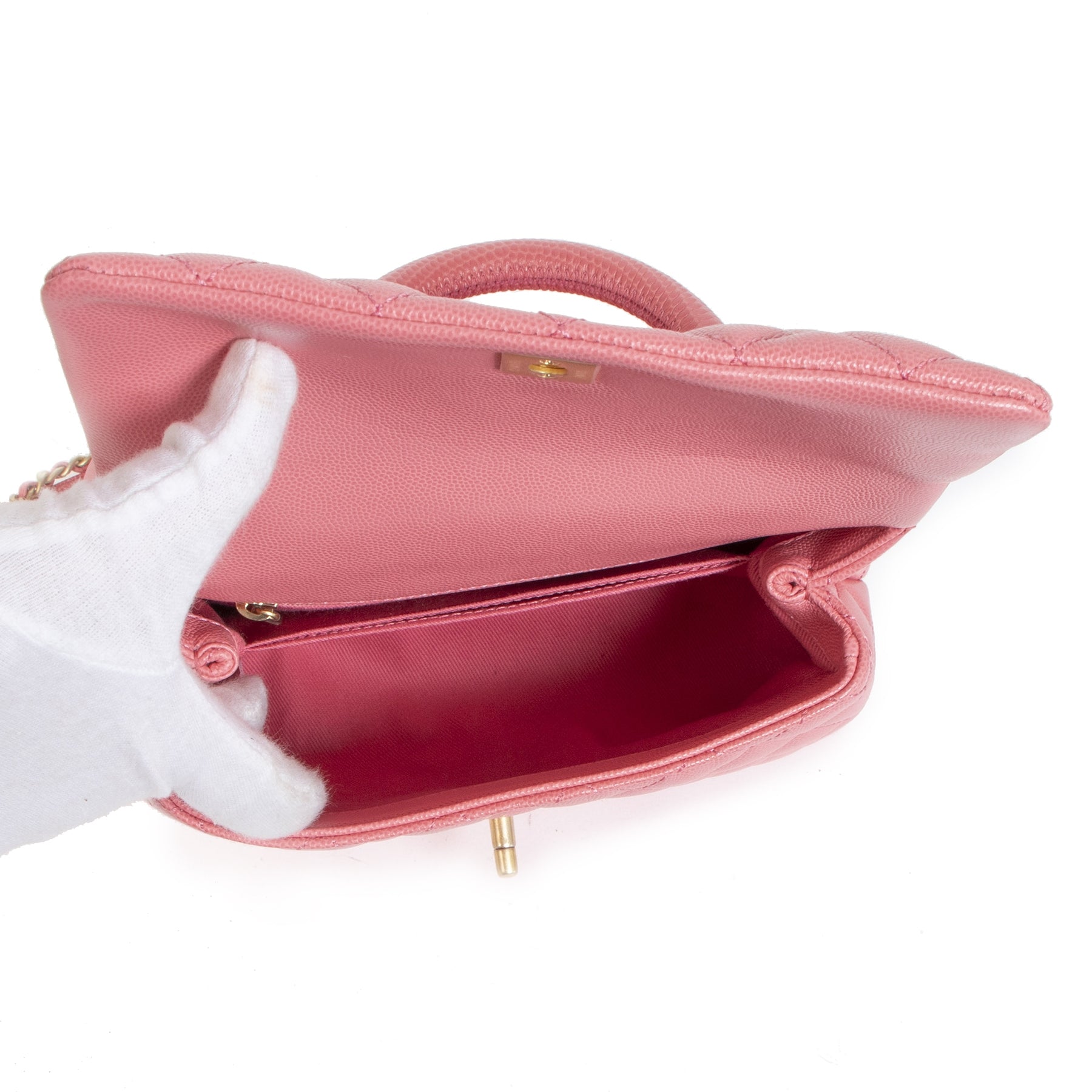 Chanel Pink Caviar Quilted Small Lizard Coco Handle Flap BagChanel Pink Caviar Quilted Small Lizard Coco Handle Flap Bag