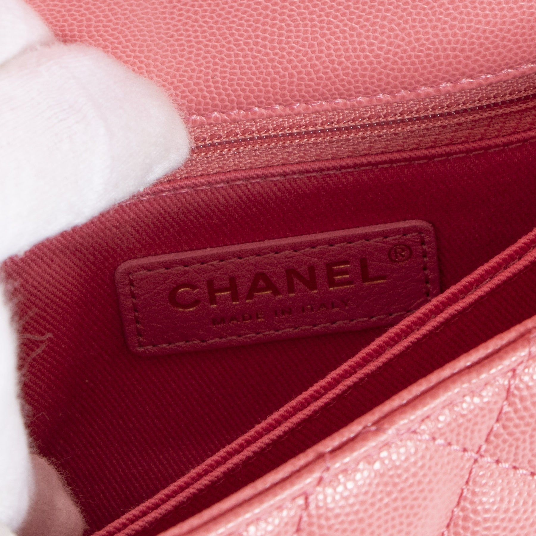Chanel Pink Caviar Quilted Small Lizard Coco Handle Flap Bag