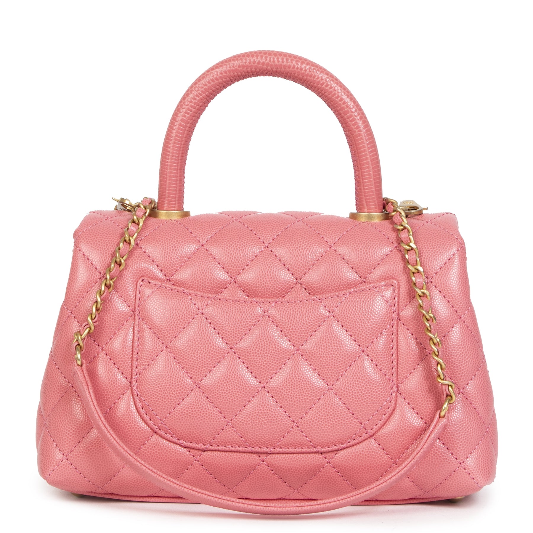 Chanel Pink Caviar Quilted Small Lizard Coco Handle Flap Bag te koop aan de beste prijs