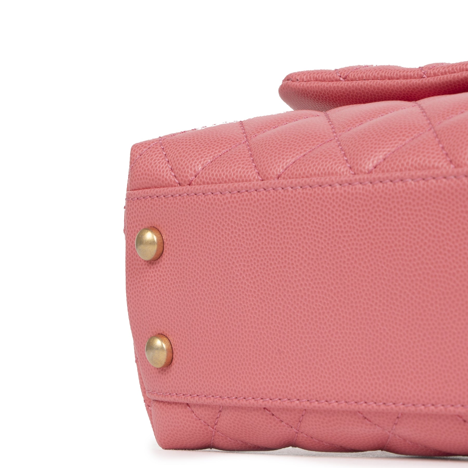 Chanel Pink Caviar Quilted Small Lizard Coco Handle Flap Bag